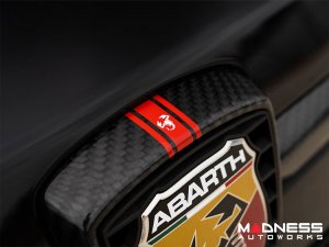 FIAT 500 ABARTH Front Emblem - Carbon Fiber - Red Racing Stripe w/ White Scorpion